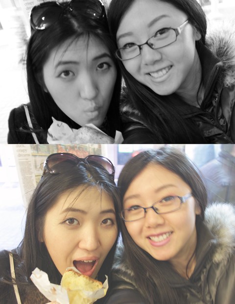 Nomming cake while waiting for Chen and Yawen at BBQ King